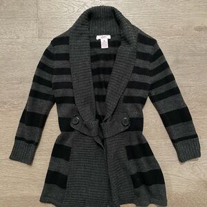Candie's Charcoal and Black Striped Cardigan